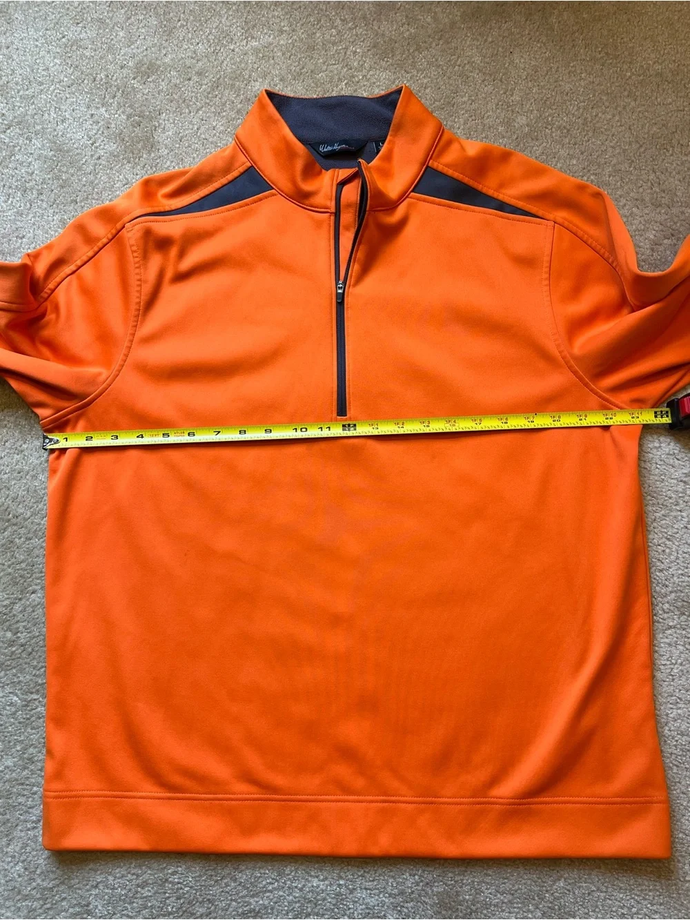 Walter Hagen Mens Large Orange Quarter Zip Golf Pullover Long Sleeve